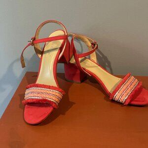 Lexi & Abbie Heels (US Women's Heels Size 8), RED, PALE, STRIPED HEELS	 Lexi & A